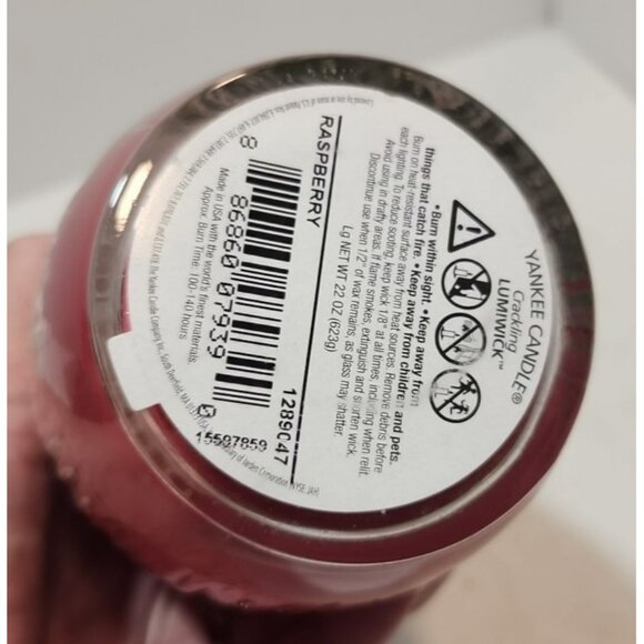 Yankee Candle Woodwick Crackling Lumiwick Raspberry Large Jar 22 Oz New - Picture 8 of 10